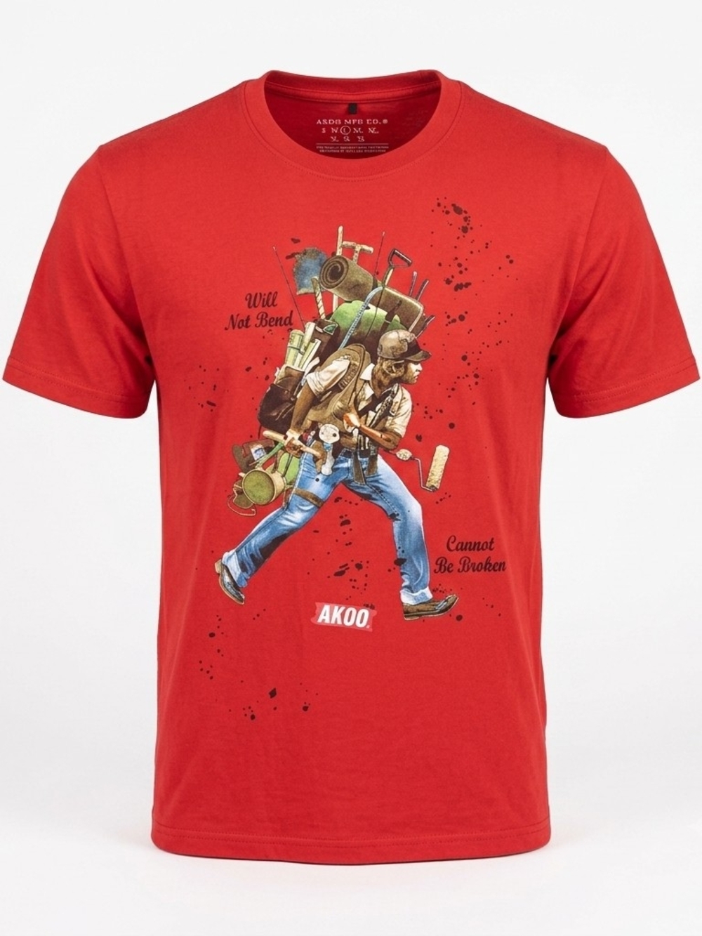 AKOO Graphic T-Shirt Red Mens Size Large Streetwear Crewneck Tee